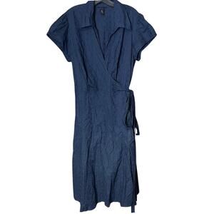 Lane Bryant dress navy blue eyelet faux wrap lightweight comfortable size 24